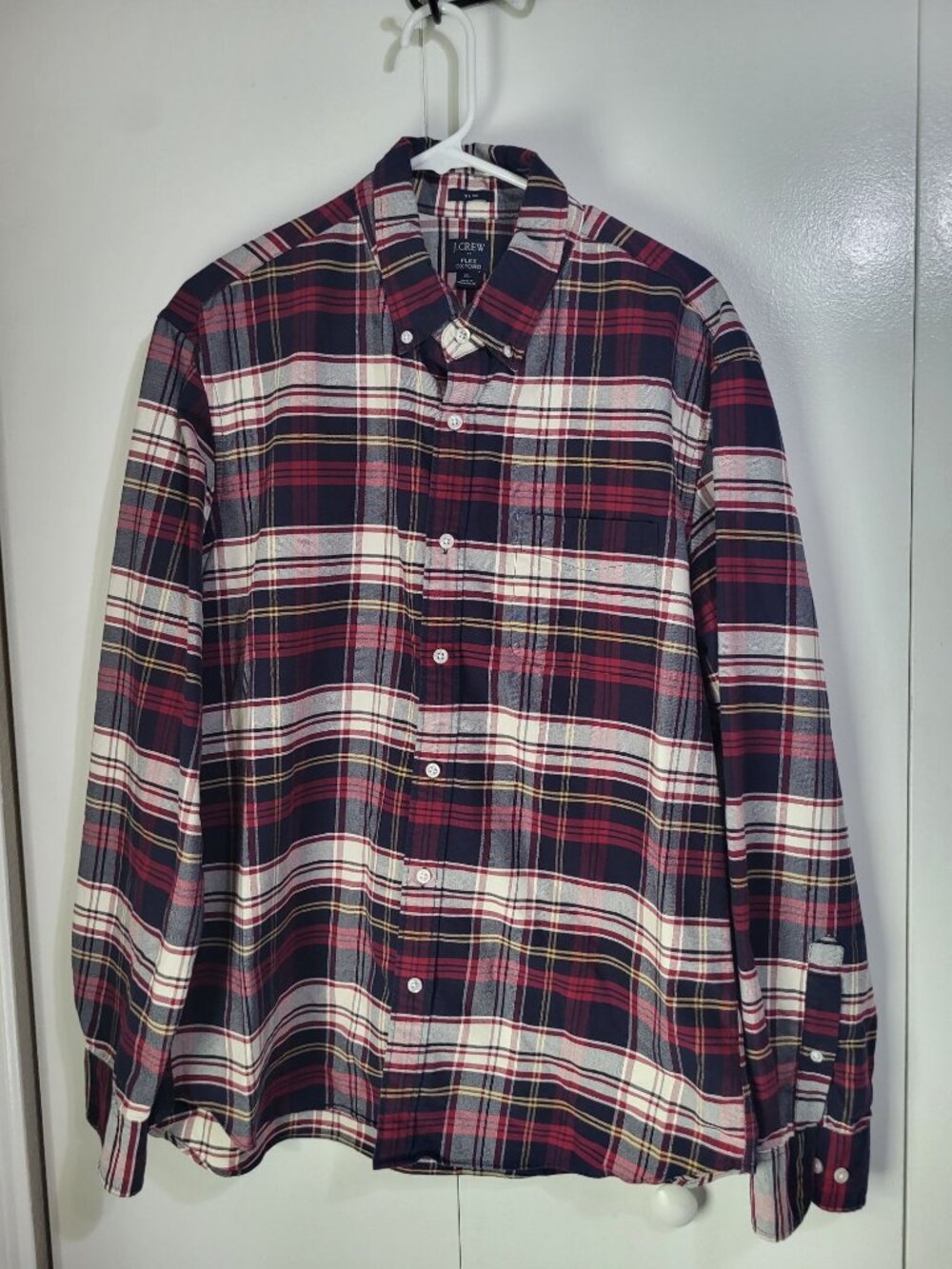 J. Crew Flex Oxford Slim Fit Plaid Button Down Dress Shirt Mens SZ XL - Picture 2 of 8